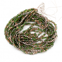 Koraliki Szklane Galwanizacja Fasetowane, Półpowłoka Miedziana 4x3mm 120szt/40cm/sznur, 10 nitek (13WB25454)