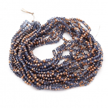 Koraliki Szklane Galwanizacja Fasetowane, Półpowłoka Miedziana 4x3mm 120szt/40cm/sznur, 10 nitek (13WB25461)