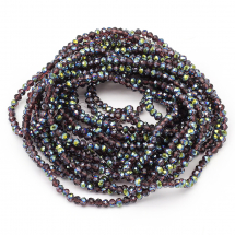 Koraliki Szklane Galwanizacja Fasetowane, Pół-zielona Powłoka 4x3mm 120szt/40cm/sznur, 10 nitek (13WB25467)