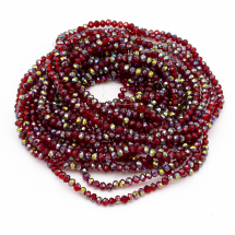 Koraliki Szklane Galwanizacja Fasetowane, Pół-zielona Powłoka 4x3mm 120szt/40cm/sznur, 10 nitek (13WB25475)