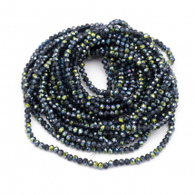 Koraliki Szklane Galwanizacja Fasetowane Pół-zielona Powłoka 4x3mm 120szt/40cm/sznur, 10 nitek (13WB25477)