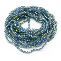 Koraliki Szklane Galwanizacja Fasetowane Pół-zielona Powłoka 4x3mm 120szt/40cm/sznur, 10 nitek (13WB25479)