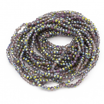 Koraliki Szklane Galwanizacja Fasetowane Pół-zielona Powłoka 4x3mm 120szt/40cm/sznur, 10 nitek (13WB25480)