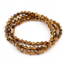 Намистини Скло Гранені Біконус 4мм, Колір: Коричневий, Діаметр: 4мм, Отвір 1мм, близько 70шт/26см/нитка, (13WB25492)