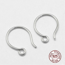 Срібло 925 Родоване Швензи Гачок, Основа для Сережок, 12x13х0.8мм, Отвір 1мм, (13WB25550)