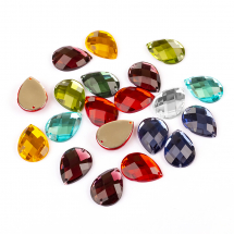 Пришивні Акрилові Стрази, 2 отвори, Крапля, Колір: Мікс, 21х15х5мм, Отвір 1мм, (13WB25554)