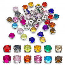 Пришивні Акрилові Стрази, Цапи Латунь, Круглі, 5 Отворів, Мікс, 6мм, Отвір 1~1.5мм, (13WB25556)