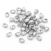 Пришивні Стрази Скляні Гірський Кришталь Крапля, Основа Нержавіюча Сталь, Безбарвний, 10х7х5мм, Отвір 0.8-1мм, (13WB25566)