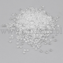 Zatyczki Plastikowe do Kolczyków, Przezroczysty, 3x3x3mm, Otwór 0.3mm, około 530szt/10g (13WB25581)