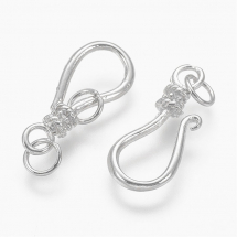 Zapięcie Hak z Pierścieniem Mosiądz 20х9mm Otwór 3mm Kolor: Srebro 2szt (13WB26047)