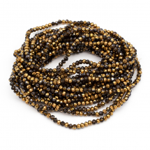 Намистини Гальванічне Скло, Гранені, Мідне Напівпокриття, Рондель, Колір: Сієна, 4х3мм, Отвір 0.4мм, близько 120-123шт/40-43см/нитка, (13WB25596)