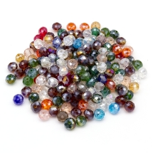 Намистини Гальваніка Скляні АВ-Колір Гранені Рондель, Мікс, 8х6мм, Отвір 1мм, 200шт, (13WB25600)