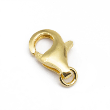 Srebro 925, Zapięcie Karabinek Lobster z Kółkiem, do Rękodzieła i Biżuterii, Złoty, 13mm, Otwór 2mm, 1szt (13WB26133)