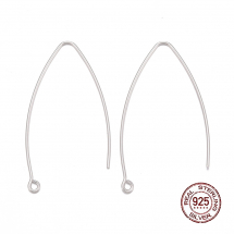 Srebro 925 Bigle Haczyk Bazy do Kolczyków, 38x15x0.8mm, Otwór 1.5mm, 1para (13WB26175)