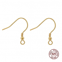 Срібло 925 Швензи Гачок Основа для Сережок, Золото, 18-19х1.5х18-19мм, Пін 0.7мм, (13WB26176)