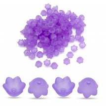 Шапочки для намистин Акрил Прозорі, Морозний Стиль, Квітка, Колір: Фіолетовий, Розмір: 10х9х6.5мм, Отвір 1.5мм, близько 110шт/25г, (13WB26181)