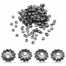 Шапочки для Намистин Залізні, Квітка, Колір: Сталь Збройова, Розмір: 5х1.5мм, Отвір 1мм, близько 460шт/10г, (13WB25507)