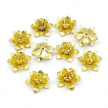 Шапочки для Намистин, Латунь, Квітка, Без Покриття, Розмір 16x6.5х5мм, Отвір 0.8мм, (13WB26187)