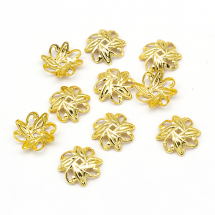 Шапочки для Намистин, Латунь, Стійке Покриття, Квітка, Колір: Золото, Розмір: 10x2.5, Отвір 0.9мм, (13WB26196)