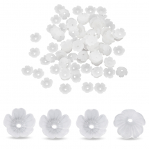 Шапочки для Намистин Акрил, Матові, Квітка, Колір: Прозорий, Розмір: 11х11х4мм, Отвір: 1.2мм, (13WB26190)