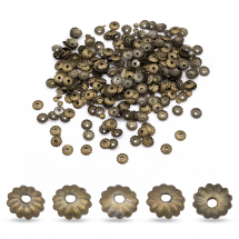 Шапочки для Намистин Залізні, Квітка, Колір: Антична Бронза, Розмір: 5х1.5мм, Отвір 1мм, близько 365шт/10г, (13WB26205)