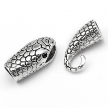 Застібка Гачок Голова Змії, Сплав, Античне Срібло, Голова 23x12x8.5мм, Отвір 8х3, Під Стрази 2мм, Хвіст: 19х19х9мм, НапівОтвір 7мм,, (13WB26227)