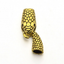 Zapięcie Hak, Styl Tybetański, Głowa Węża, Stop, Kolor: Antyczny Złoto, 23x12x8.5mm, Otwór 8x3mm, 1szt (13WB26228)