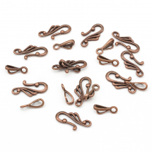 Застібка Гачок, Сплав, Колір: Мідь, Розмір: 25x12мм, Гачок: 16мм, Отвір 3мм, (13WB26230)