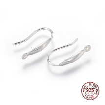 Srebro 925 Hak Bigle, Baza do Kolczyków, 15.5~16.5x9x3.3mm, Otwór: 1.2mm, Pin: 0.8mm, 1 para (13WB26236)