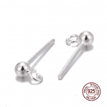 Срібло 925 Основи для Пусет з Петелькою під Сережки, 14мм, Кулька 5х2.5мм, Пін 0.7мм, (13WB26240)