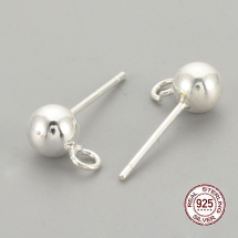 Srebro 925, Bazy do Puset z Pętelką do Kolczyków, 14mm, Pin: 0.7mm, 1 para (13WB26258)