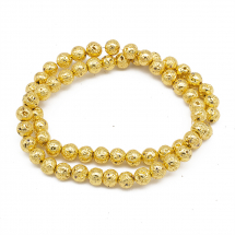 Koraliki Naturalny Lawa Galwaniczna, Okrągłe, Kolor: Złoty, 6-7mm, otwór: 1mm, około 62szt/37cm/nic (13WB26391)