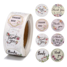 Naklejki, Etykiety "Thank you" Papier Kraft, Wielokolorowy, 25mm, 500szt/rolka (13WB26465)