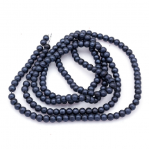 Перли Намистини Скляні, Матові, Круглі, Колір: Чорний N10, 4мм, Отвір 1мм, близько 250шт/80см/нитка, (13WB26495)