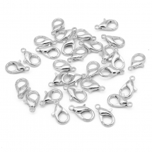 Застібка Карабін-Лобстер Цинковий Сплав, Срібло, 14х8мм, Отвір 2мм, (13WB26589)