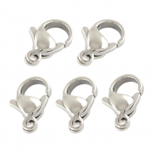 Застібка Карабін-Лобстер, Полірована Медична Сталь, 12х7х3.5мм, Отвір 1мм, (13WB26775)