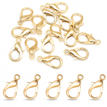 Застібка Карабін-Лобстер зі Сплаву, Світле Золото, 21х12мм, Отвір 2мм, (13WB26794)