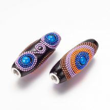 Koraliki Indonezyjskie Glina Polimerowa i Stopu Ryż Czarne 47x18mm 2szt (13WB27205)