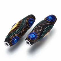 Koraliki Indonezyjskie Glina Polimerowa i Aluminium Ryż Czarne 58x18mm 2szt (13WB27210)