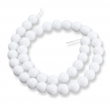 Koraliki Szklo Nieprzezroczyste Imitacja Białego Agatu Okrągłe Kolor: Biały 10mm 37szt/36cm/nić (13WB27212)