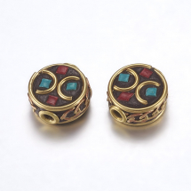 Koraliki IIndonezyjskie Glina Polimerowa i Mosiądz Okrągły Płaski 12-13x6-7.5mm 2szt (13WB27254)