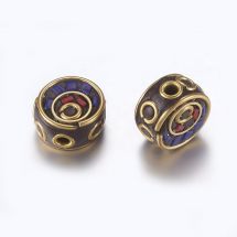 Koraliki Indonezyjskie Glina Polimerowa i Mosiądz Okrągły Płaski 12-13x6-7.5mm 2szt (13WB27257)