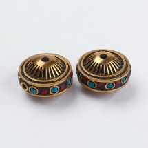 Koraliki Indonezyjskie Glina Polimerowa i Mosiądz Okrągły Płaski 22x14mm 2szt (13WB27264)