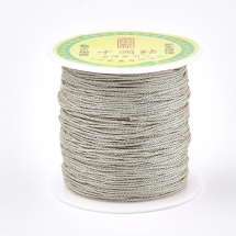 Sznurek Nylonowy z Metaliczną Nicią, 0.6mm, Srebrny, około 130m/szpula (13WB27565)