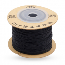 Sznurek Nylonowy do Robienia Bransoletek i Biżuterii, Czarny, 0.6mm, około 130m/szpula (13WB27592)