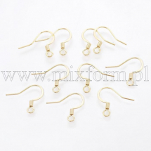 Bigle Otwarte Baza do Kolczyków, Haczyki, Stal Chirurgiczna, Pozłacany 18К, 15x16mm, Pin 0.8mm 10szt (13WB27860)