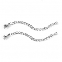 Ланцюжок Подовжувальний з Обтяжувачем та Застібкою Карабін-Лобстер Нержавіюча Сталь, 68.5 мм, Ланка 4х2.8х0.5мм, Карабін 9.3х6х3мм, (13WB27863)