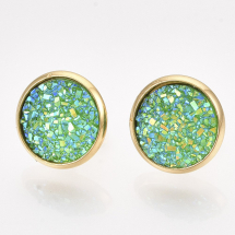 Kolczyki Sztyfty Stal Nierdzewna i Żywica 14mm Pin 0.8mm Kolor: Złota 1para (13WB27866)