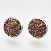 Kolczyki Sztyfty Stal Nierdzewna i Żywica 14mm Pin 0.8mm Kolor: Fioletowy 1para (13WB27870)