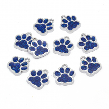 Підвіски Відбиток Лапи, Сплав, Емаль, Колір: Королівський Синій, Розмір: 17.7х16.6х2мм, Отвір: 2мм, (13WB27872)